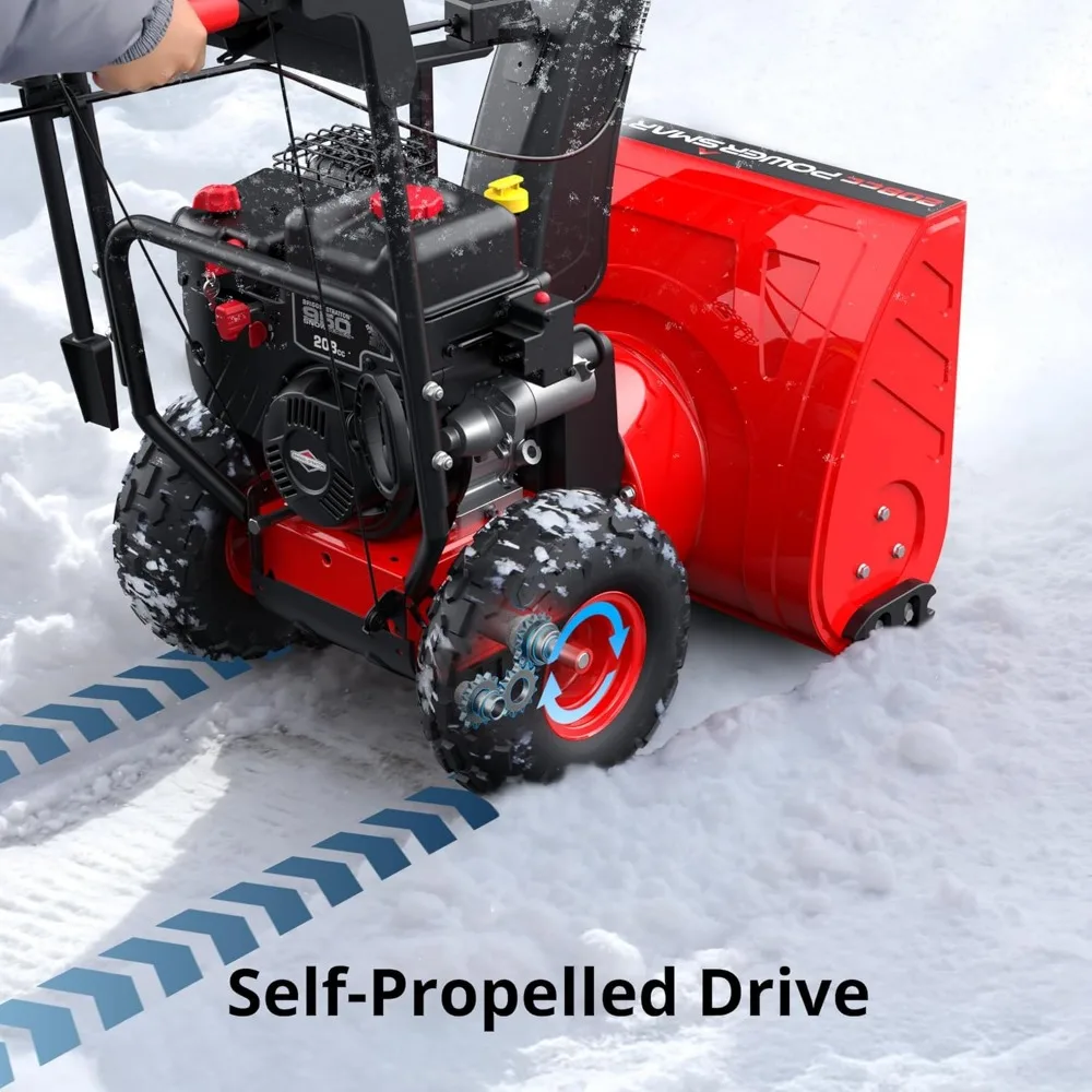24-Inch Self-Propelled Gas Snow Blower, Powered by B&S 208cc Engine, Electric Start, 13-Inch Snow Tires, Handle Warmer,Two-Stage - Image 6