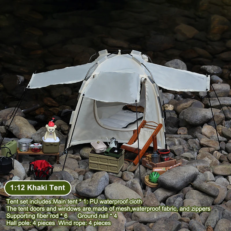1:6 1:12 Dollhouse Outdoor Tent Set Mini Doll Travel Camping Kit Doll House Miniature Garden Micro Scene Decor Photo Props Toy - Image 9