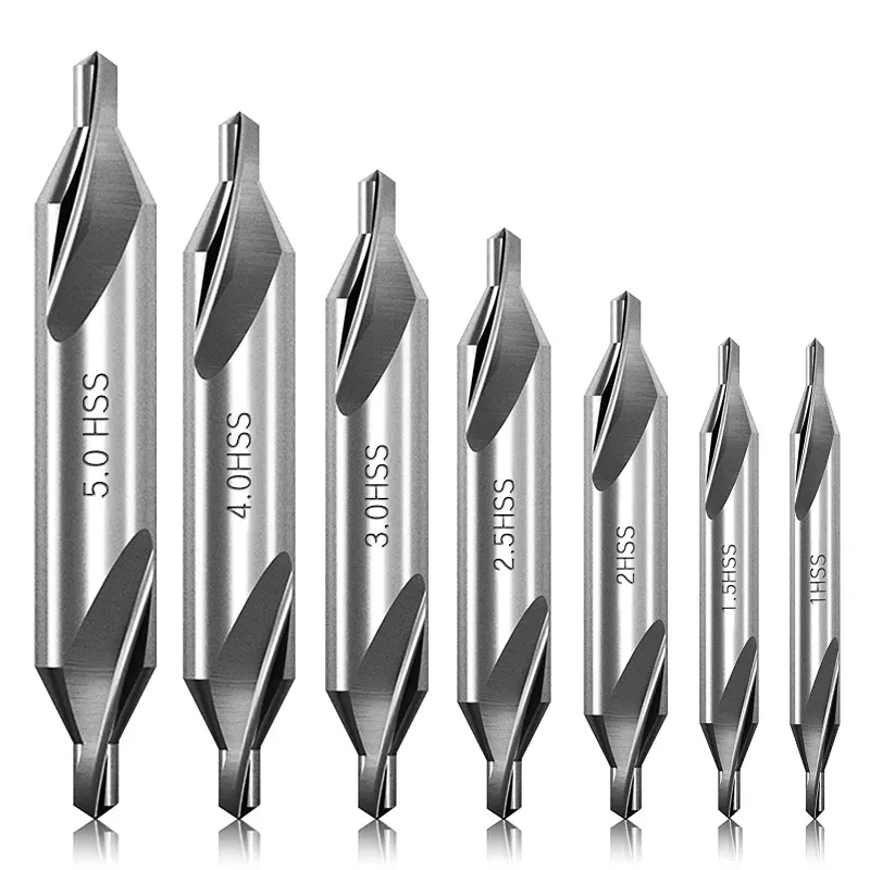 7Pcs 1/1.5/2/2.5/3/4/5 Center Drill Bits Set,60-Degree Angle