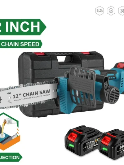 2000W 12 Inch Cordless Brushless Electric Chainsaw 18000RPM Rechargeable Garden Wood Cutting Logging Saw For Makita 18V Battery