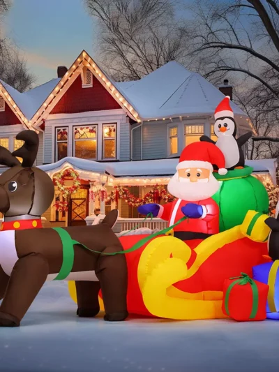 LED Inflatable Christmas Cartoon Snowman/Claus Dolls Outdoor Theme Decorations