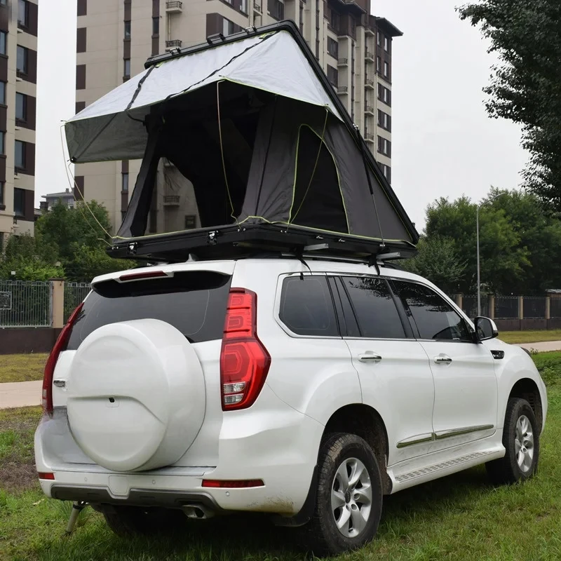 New Arrival Aluminum Triangle Hard Shell Rooftop Tent Outdoor Camping Waterproof SUV Car Roof Top Tent - Image 4