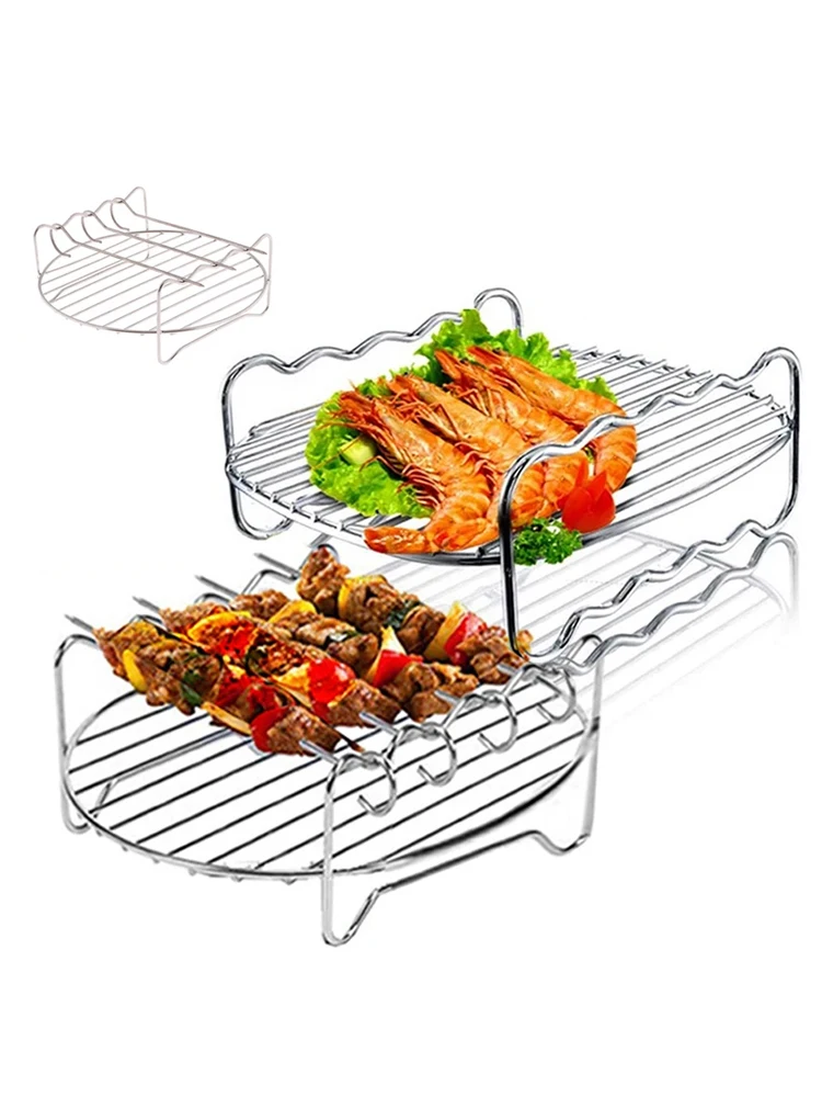 Air Fryer Bread Rack Digester Multipurpose Stainless Steel Holder Cross Wire Grill Cookware BBQ Steamer - Image 6