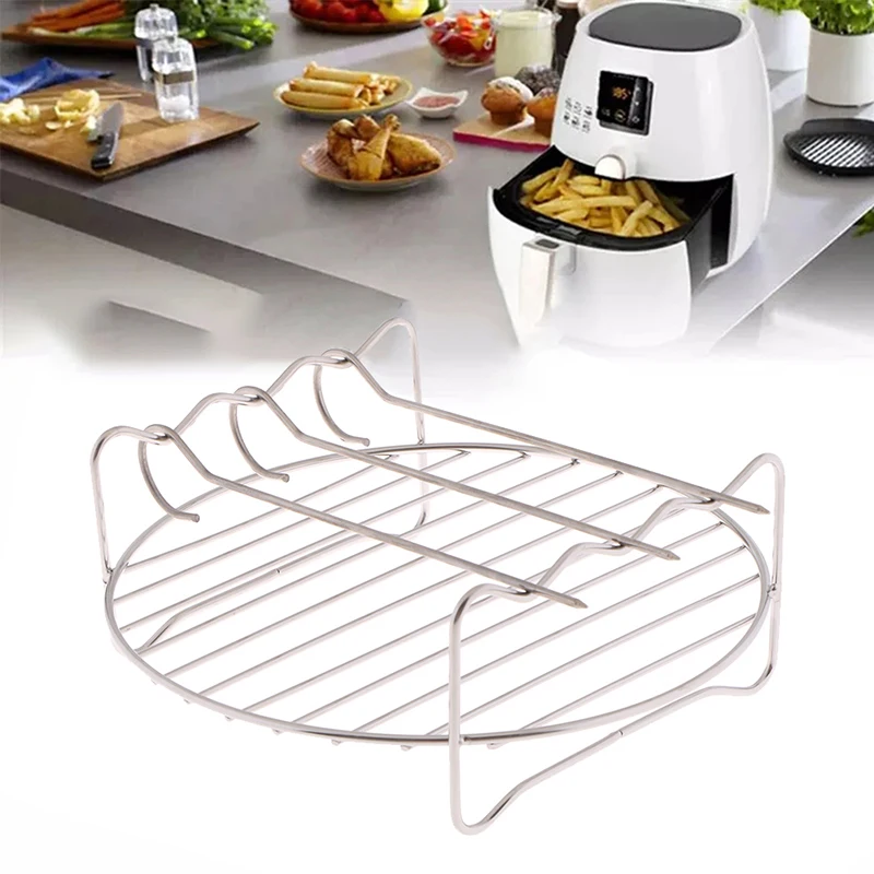 Stainless Steel Grill Baking Pan Skewers Air Fryer Holder Grill Double Barbecue Baking Pan Replacement BBQ Kitchen Tools - Image 5