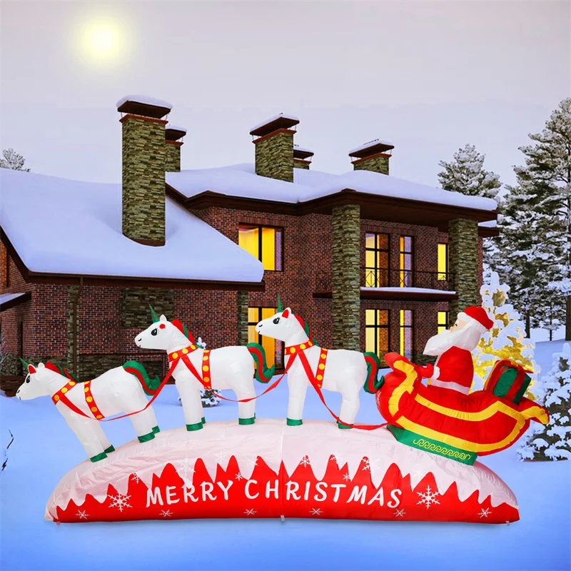 Inflatable Santa Claus Unicorn Sled Decoration - Image 3