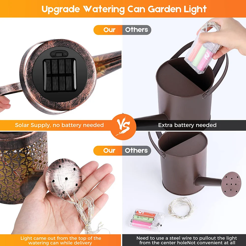 Solar Watering Can Light Hanging Waterfall Lamp Waterproof Outdoor Garden Decor Yard Porch Lawn Backyard Landscape Sun LED Lamp - Image 5