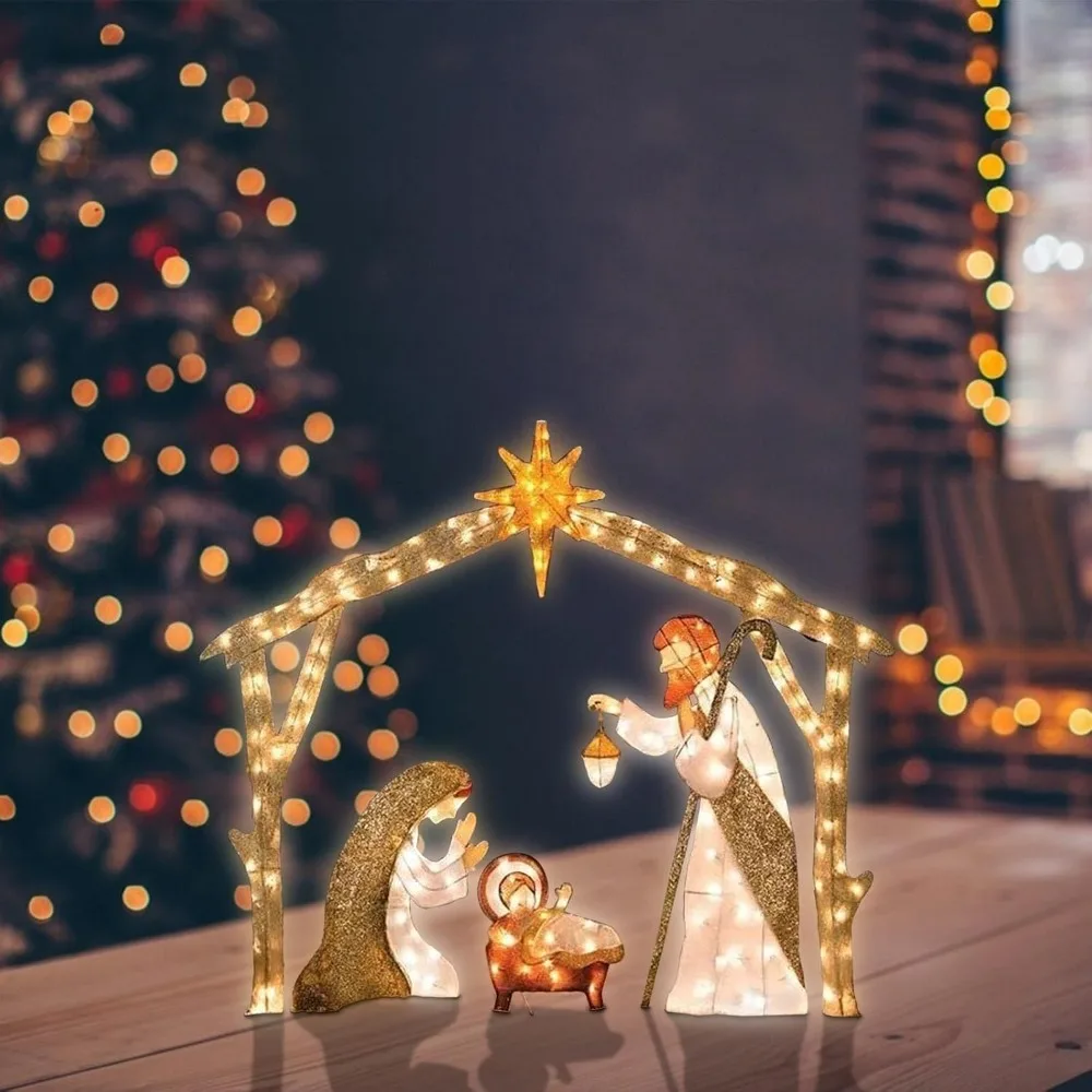 5.5FT Outdoor Lighted Nativity Scene Waterproof Christmas Yard Decoration - Image 5