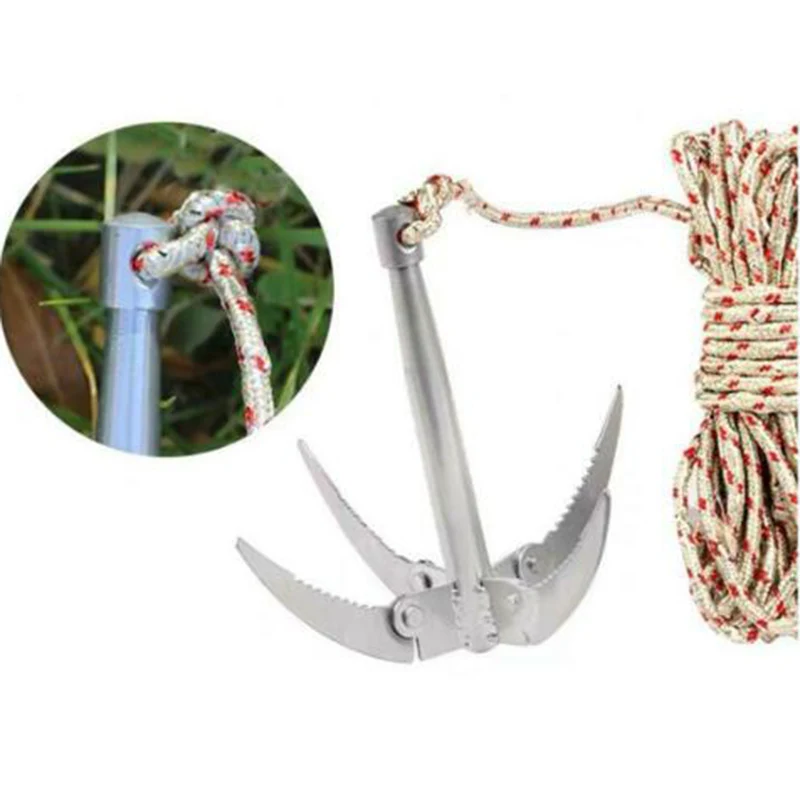 Outdoors Grappling Hook Survival Tool With Rope Folding Boats Anchor - Image 2