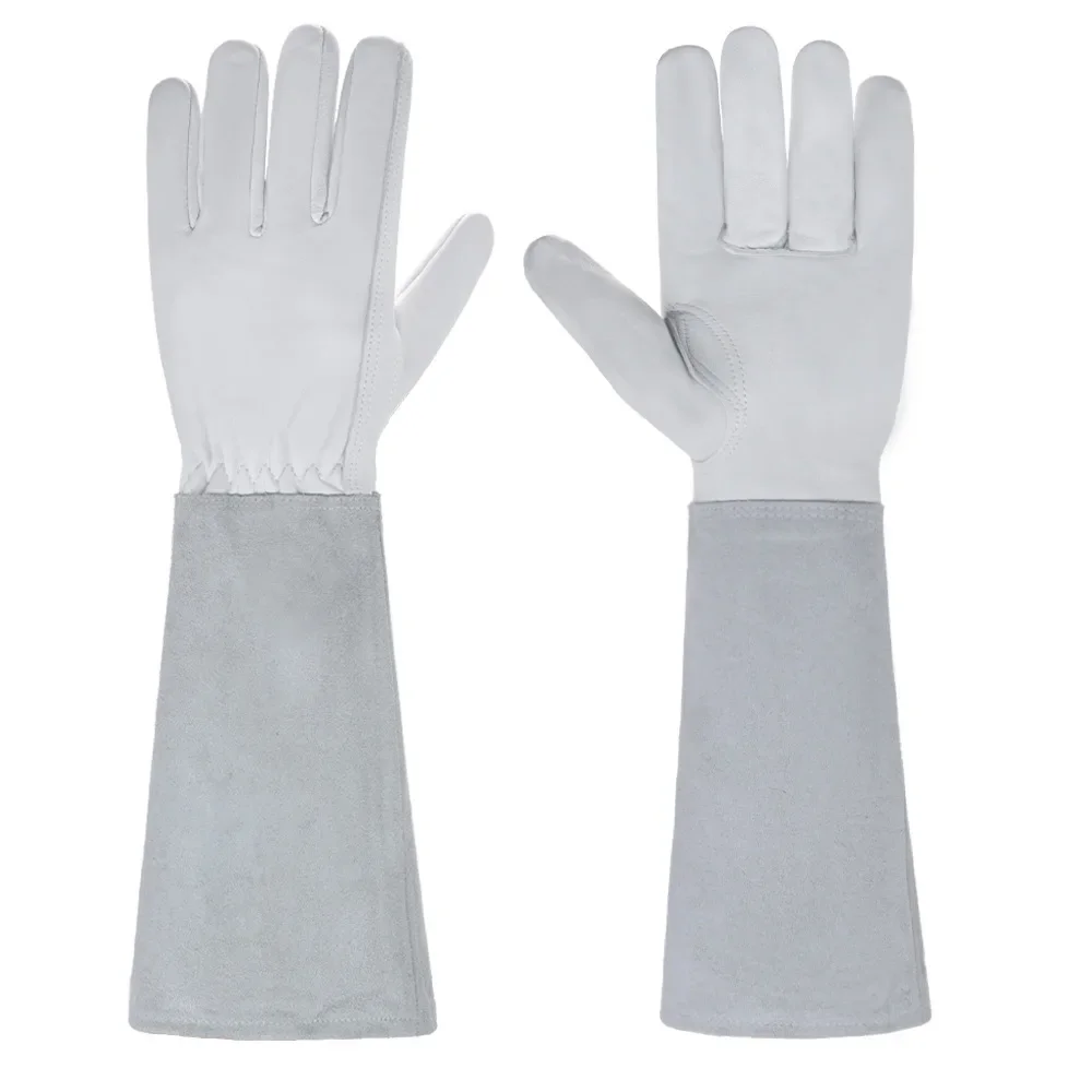 S-XL CowhideLong-tube Gardening Gloves Heavy-duty Gardening Rose Trim Spur-proof Long Sleeve Gloves Work Welding Gloves - Image 10