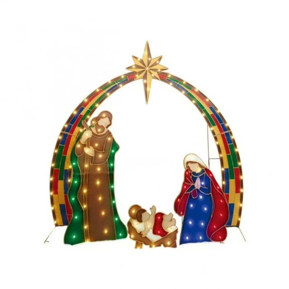 5.5FT Outdoor Lighted Nativity Scene Waterproof Christmas Yard Decoration - Image 10
