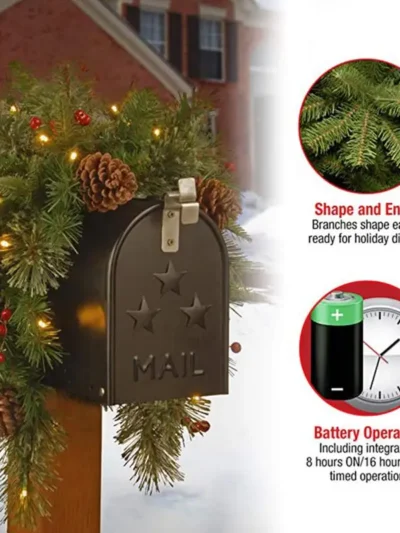 Mailbox Swag With Lights LED Christmas