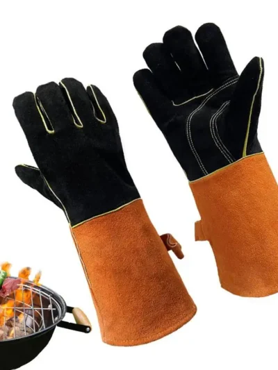 1 pair of High Temperature Resistance Oven Mitts Fireproof Barbecue Heat Insulation Microwave Oven Gloves