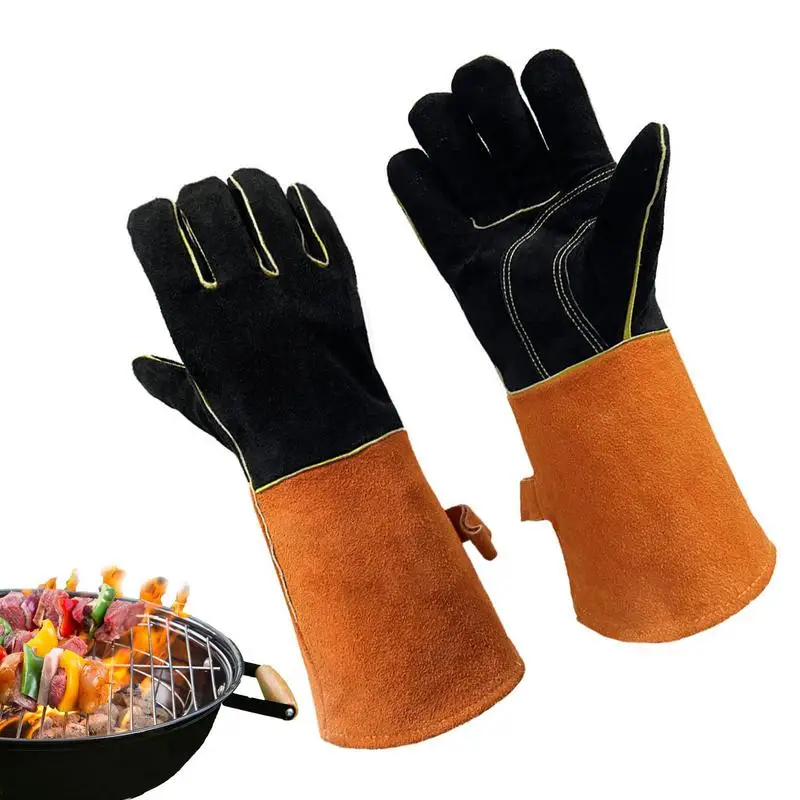 1 pair of High Temperature Resistance Oven Mitts Fireproof Barbecue Heat Insulation Microwave Oven Gloves