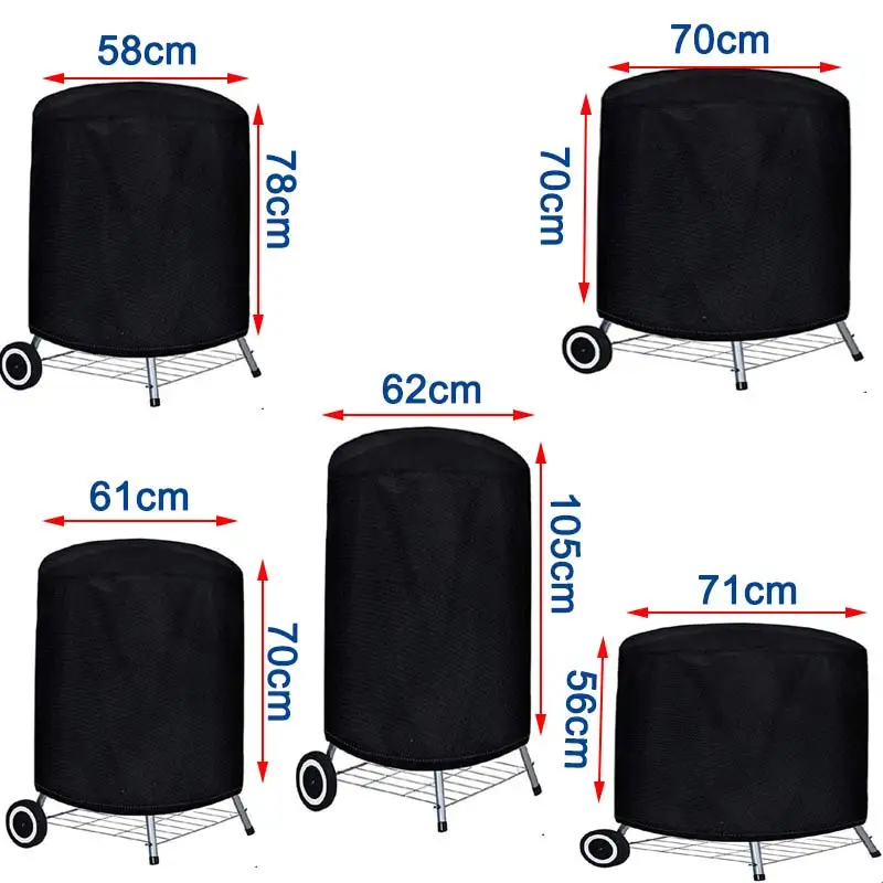 5 Size Garden BBQ Grill Cover Outdoor Oven Waterproof Dust Cover 210D Oxford Cloth Protective Cover Round Furniture Grill Cover - Image 2