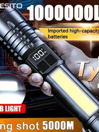 Portable Rechargeable High Power LED Flashlights With Display Screen Zoom