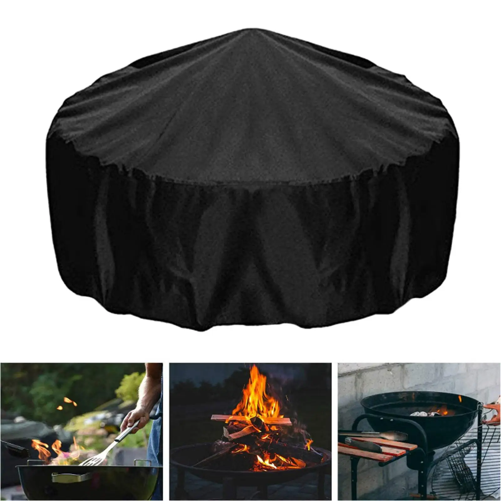 85x85x40cm Round Fire Pit Cover Lawn BBQ Fireplace Grill Covers Waterproof - Image 4