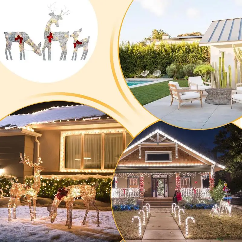 Lighted Christmas Deer Iron Art Christmas Decor Glowing family of three - Image 2