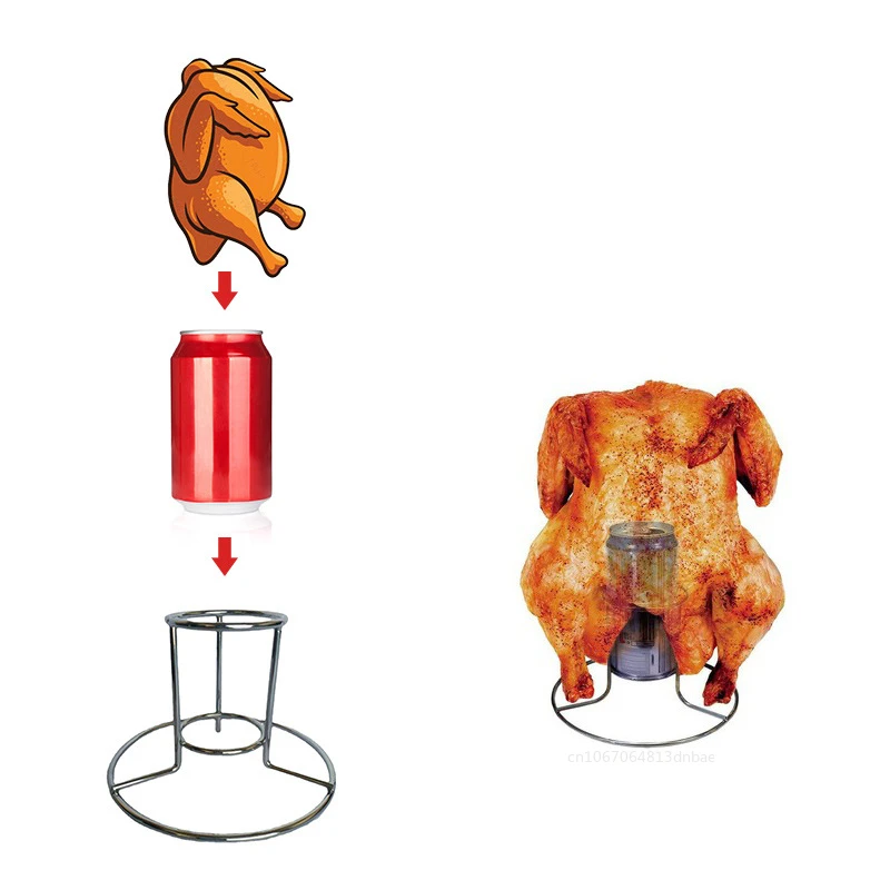 1 Set Portable Chicken Stand American Motorcycle BBQ Grill Stainless Steel Barbecue Rack Holder - Image 7