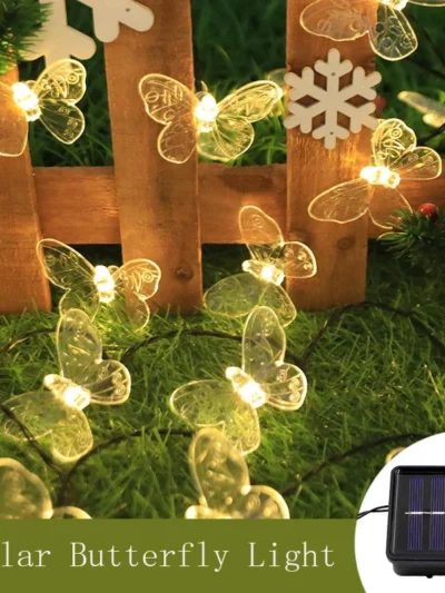 Garden Solar Lamp Butterfly String Lights Waterproof LED Garland Sun Power Outdoor Sunlight for Yard Fence Lawn Patio Decoration