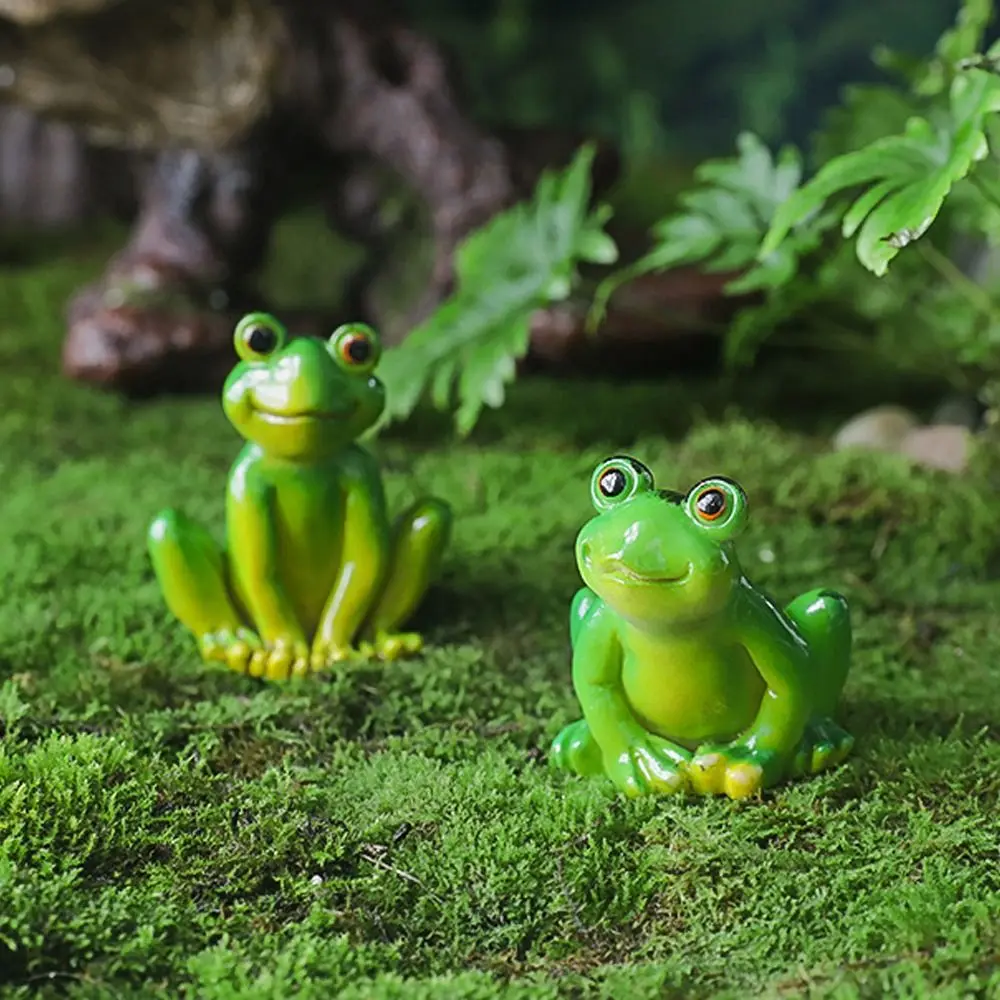 Mini Frog Figurines Flowerpot Decorations Cartoon Green Micro Landscape Decoration Realistic Resin Garden Frog Ornament Yard - Image 4