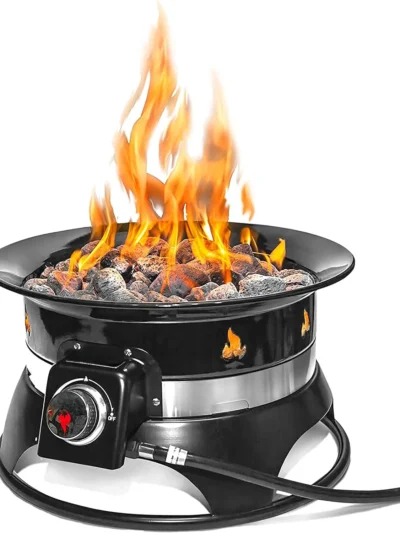 Outdoor Fire Pit, Auto Ignition Smokeless Outdoor Portable Propane Fire Pit, Carrying Kit with Cover, Outdoor Cooking Fire Pit