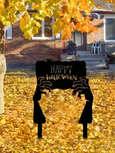 Terrifying Atmosphere Gift Halloween Hand-held Signs Outdoor Garden Ornaments Metal Ground Inserts Weatherproof Yard Art Decor