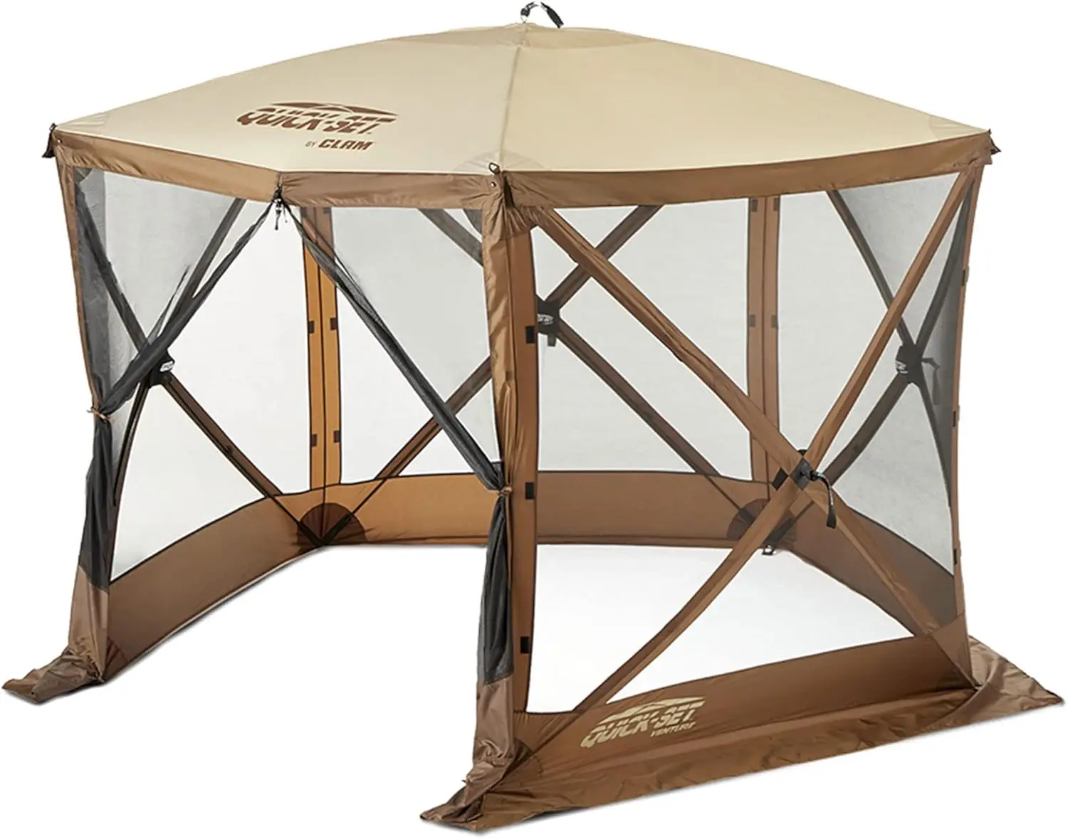 Pop Up Screen Tent Outdoor Camping Gazebo Canopy 9' X 9' Brown Lightweight & Portable Accommodates Up To 4 People Comfortably - Image 2