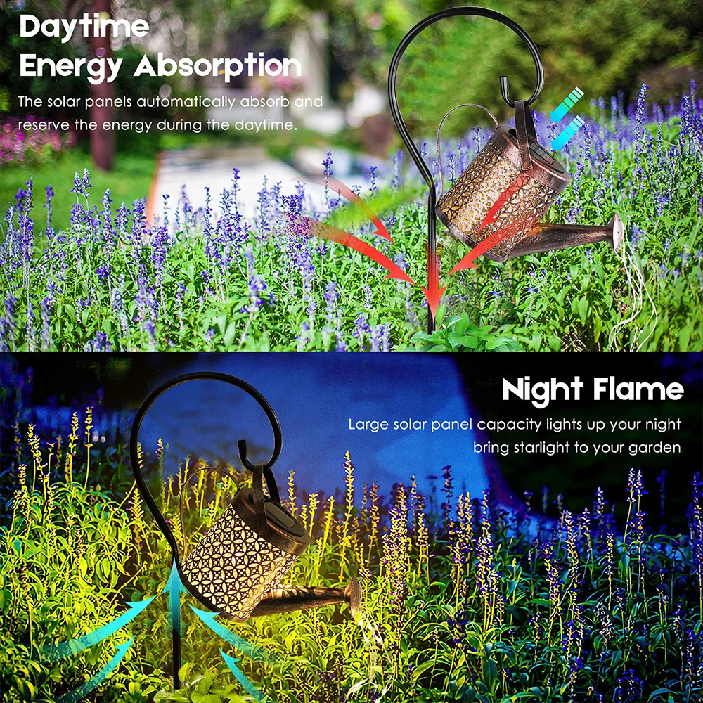 Solar Watering Can Light Hanging Waterfall Lamp Waterproof Outdoor Garden Decor Yard Porch Lawn Backyard Landscape Sun LED Lamp - Image 2
