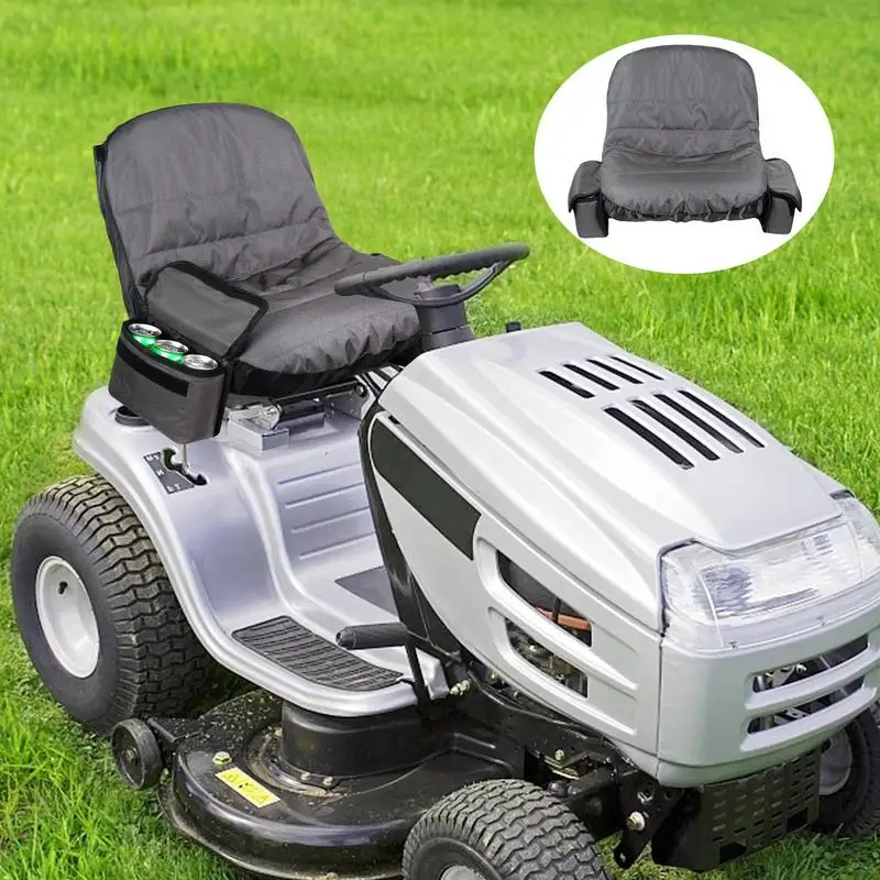 Lawn Mower Tractor Seat Cover Padded Comfort Pad Storage Pouch Medium Waterproof - Image 2