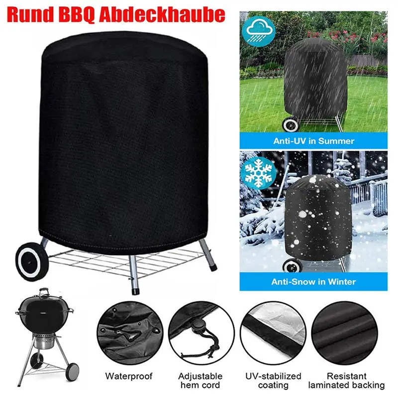5 Size Garden BBQ Grill Cover Outdoor Oven Waterproof Dust Cover 210D Oxford Cloth Protective Cover Round Furniture Grill Cover