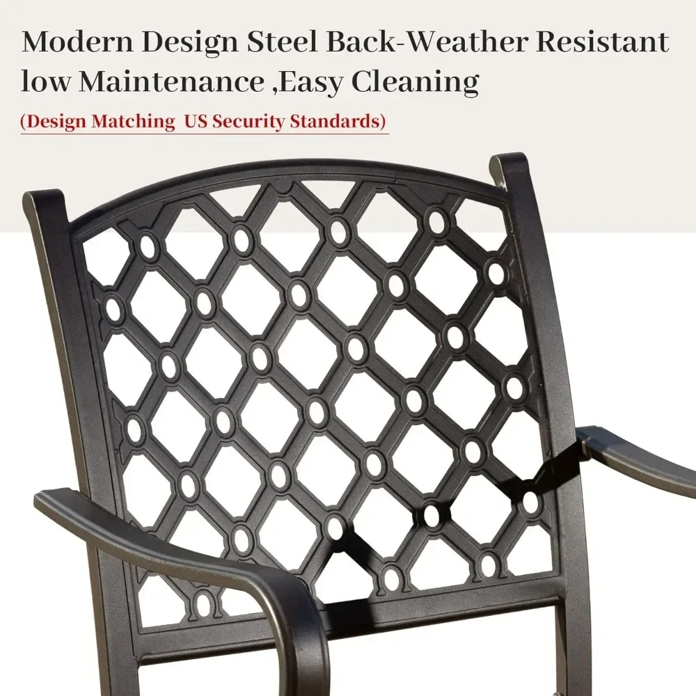 7 Pieces Patio Dining Sets All-Weather Metal Outdoor Modern with Table, Cushions-Beige, Sturdy and Durable, Outdoor Dining Sets - Image 4