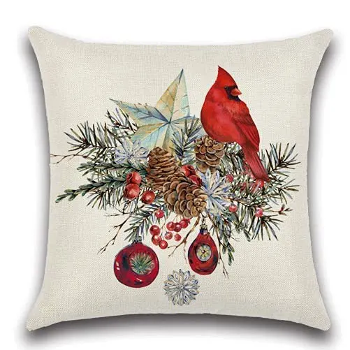 Christmas Throw Pillow Covers Linen Merry Christmas Cushion Case Garden Winter Holiday Pillowcase for Patio Furniture Couch - Image 8