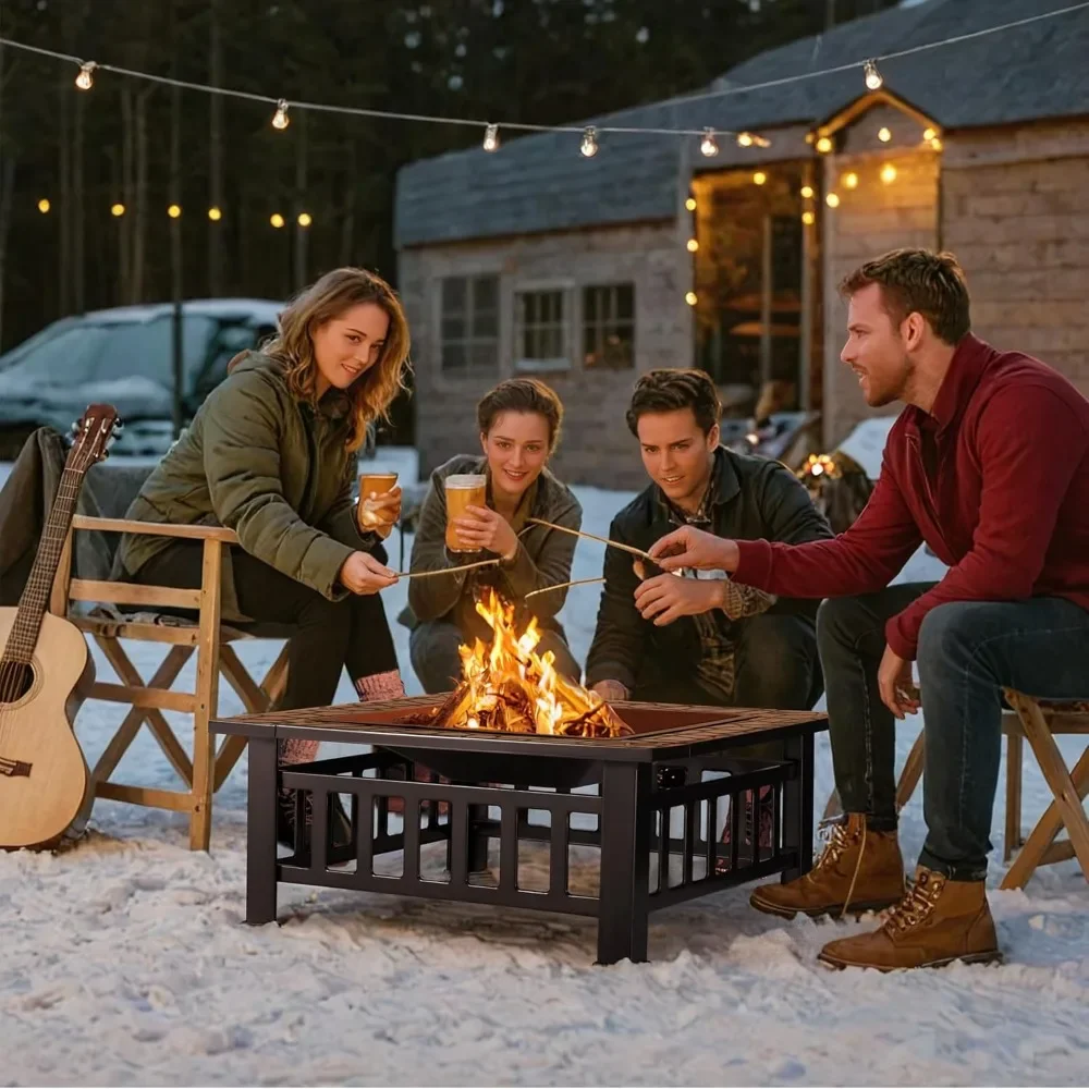 Fire Pit Outdoor Firepit Table Metal Fireplaces for Outside Patio - Image 4