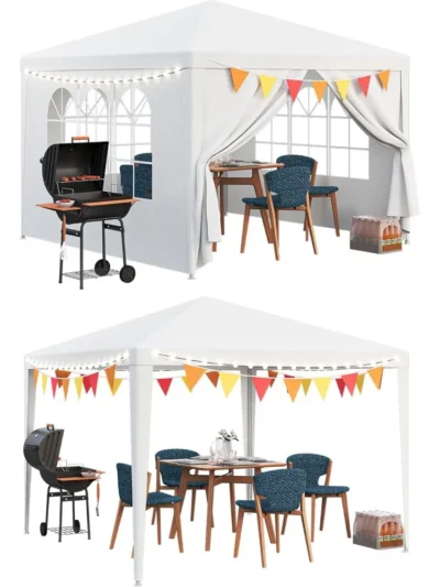 10x10 Party Tent Outdoor Wedding Camping Canopy Heavy Duty Gazebo with Removable Sidewalls, Waterproof Shade Shelter