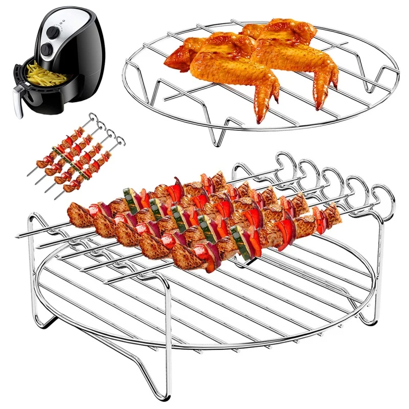 Air Fryer Rack Bread Rack Digester Multipurpose Stainless Steel Holder Cross Wire Grill Cookware BBQ Steamer Roasting Kitchen - Image 2