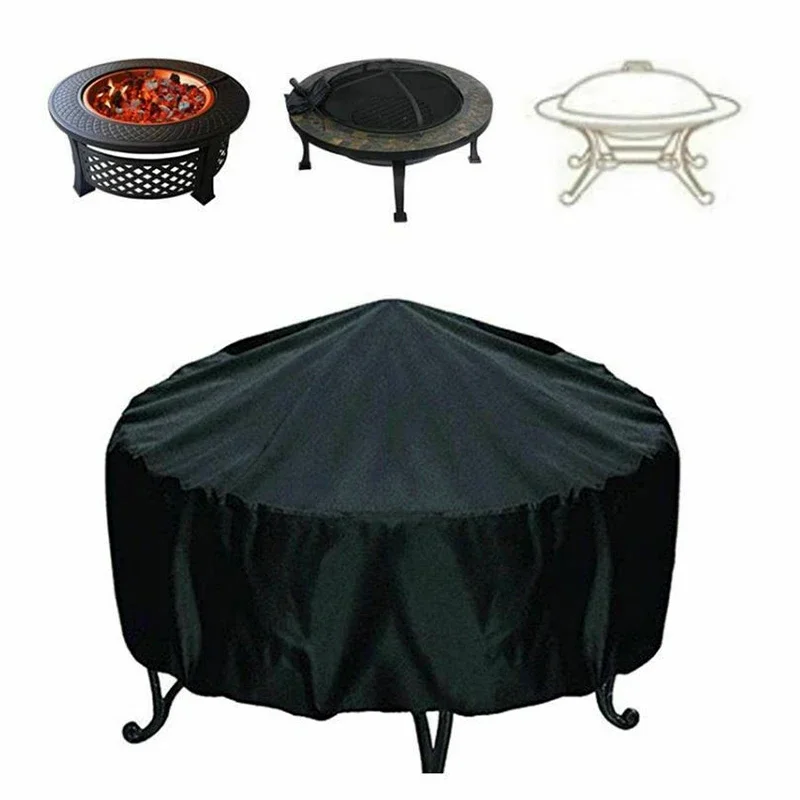 Fire Pit Cover Round Brazier Stove Cover Waterproof Windproof Sun Protection For Outdoor Garden Furniture Sets Muebles De Jardín - Image 3