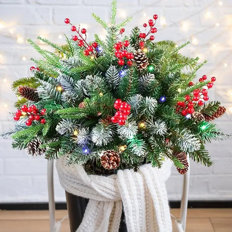 Outdoor Pathway Christmas Trees 18 Inches Outdoor Christmas Tree With 50 LED Lights Decor 8 Flash Modes And Timer Planter Pots - Image 4