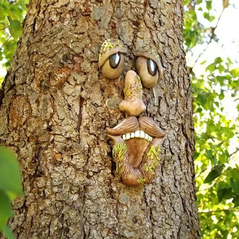 Outdoor Tree Face Statues Old Man Tree Hugger Bark Ghost Face Decoration Funny Yard Art Tree Decor Outdoor Garden Creative Props - Image 7