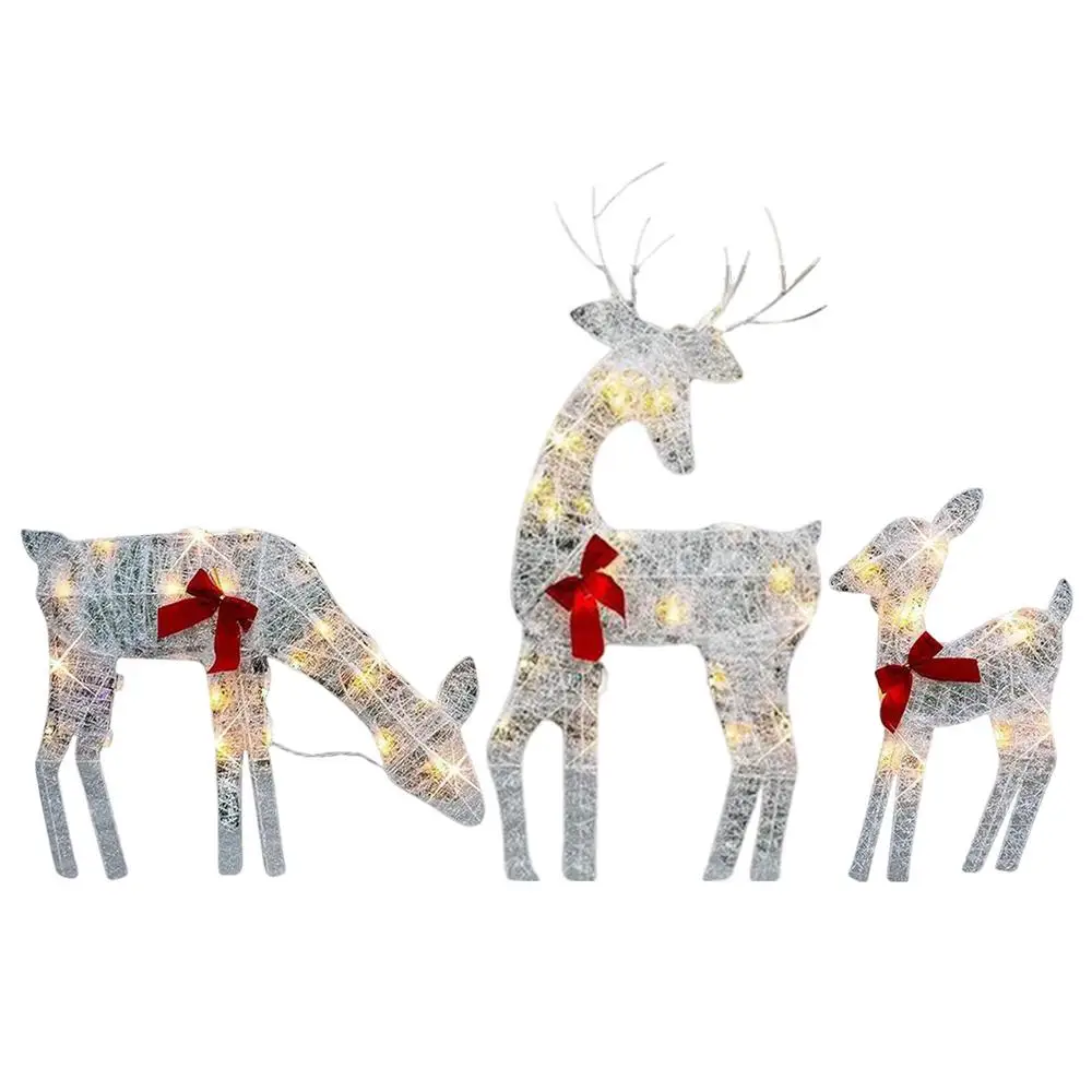 Lighted Christmas Deer Iron Art Christmas Decor Glowing family of three - Image 7