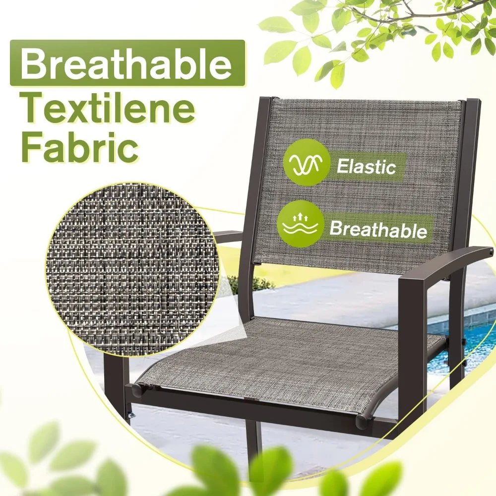 7 Pieces Patio Dining Set Outdoor Furniture with 6 Stackable Textilene Chairs and Large Table for Yard, Garden - Image 4