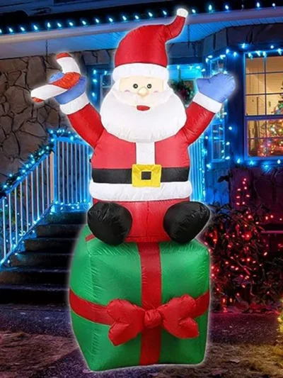 Santa Claus Stacking Gifts Christmas Decoration inflatable model Patio Props 1.8m Indoor and Outdoor Christmas Decoration Gifts