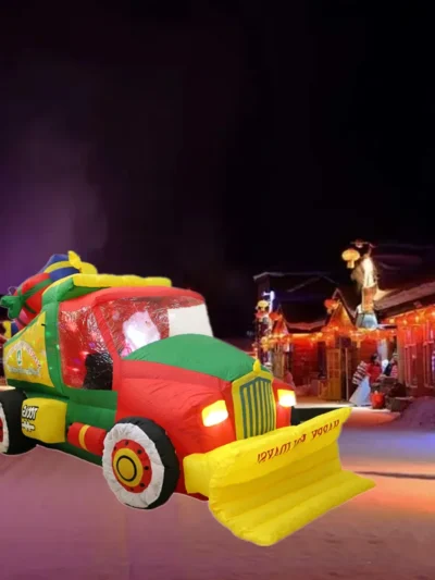 Large Outdoor Inflatable Santa Claus Driving a Truck with Lights