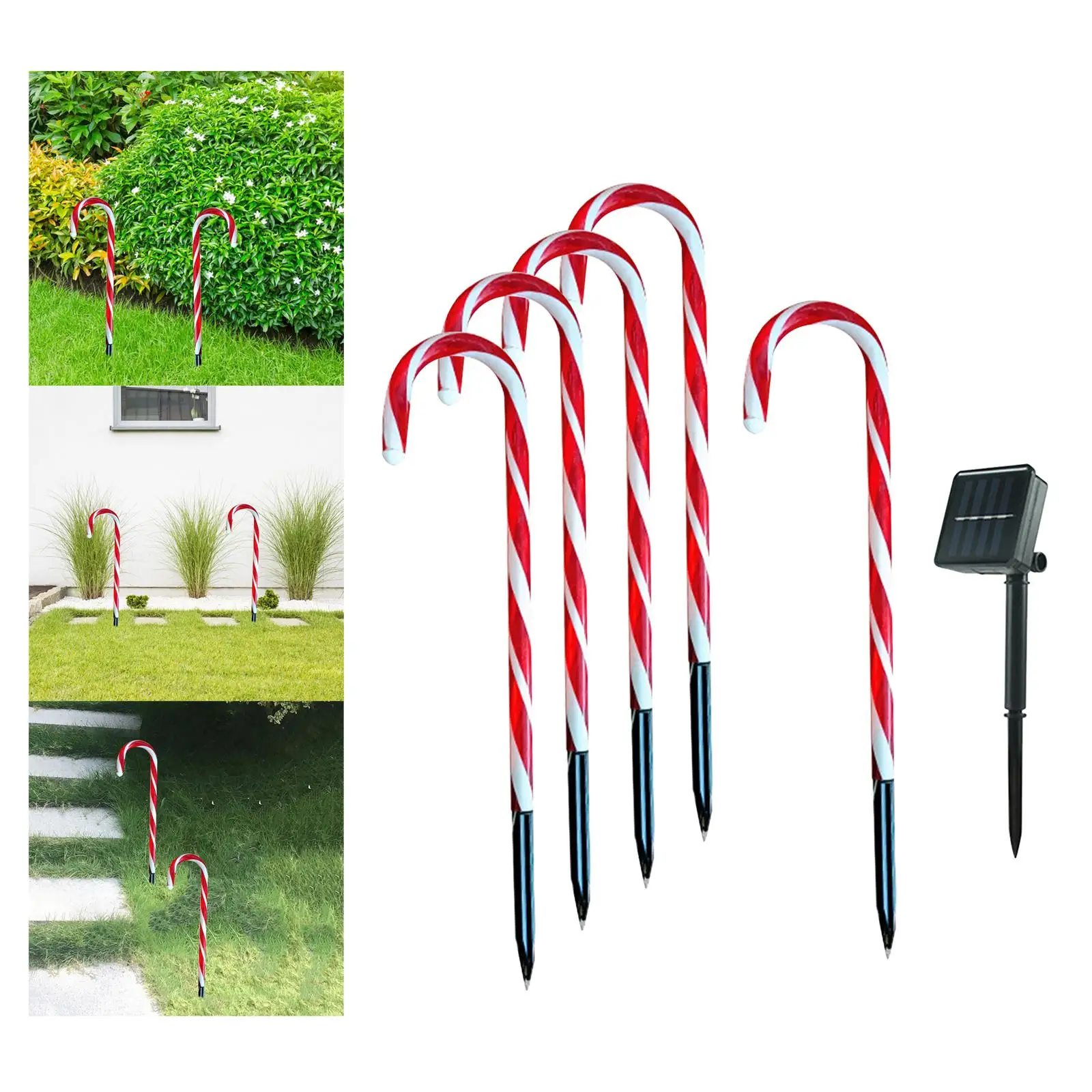Christmas LED Lamps with Ground Stakes Crutch Light Decorations Candy Cane Solar Powered Lights for Holiday Lawn Driveway Patio - Image 2