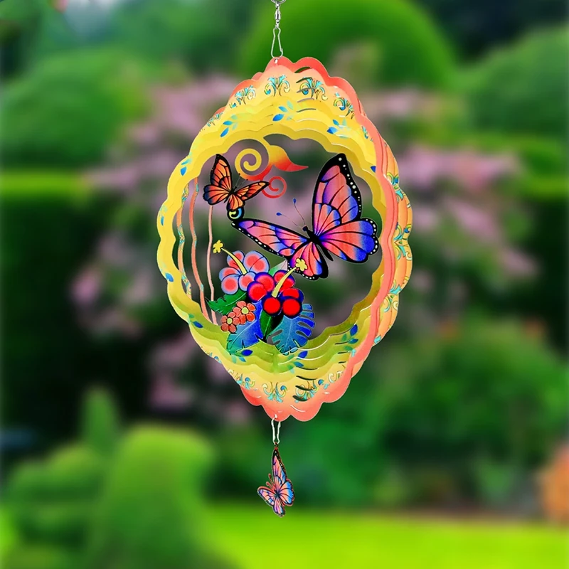 Butterfly Wind Spinners Outdoor 12Inch Garden Decor, For Hanging Patio Yard Decoration - Image 4