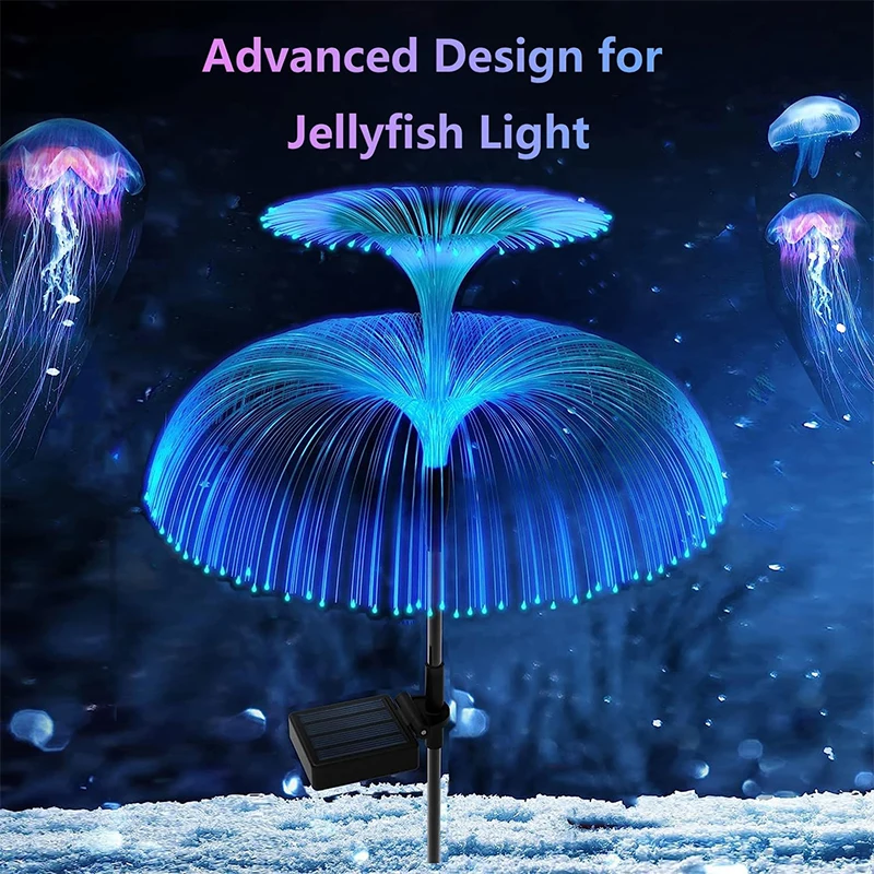 Solar Garden Lights Outdoor Waterproof Fiber Optic Jellyfish Lawn Lights Outdoor Patio Villa Yard Decor