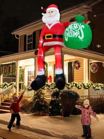 8FT Christmas Inflatables Climbing Santa Outdoor Decorations with LED for Blow Up Yard