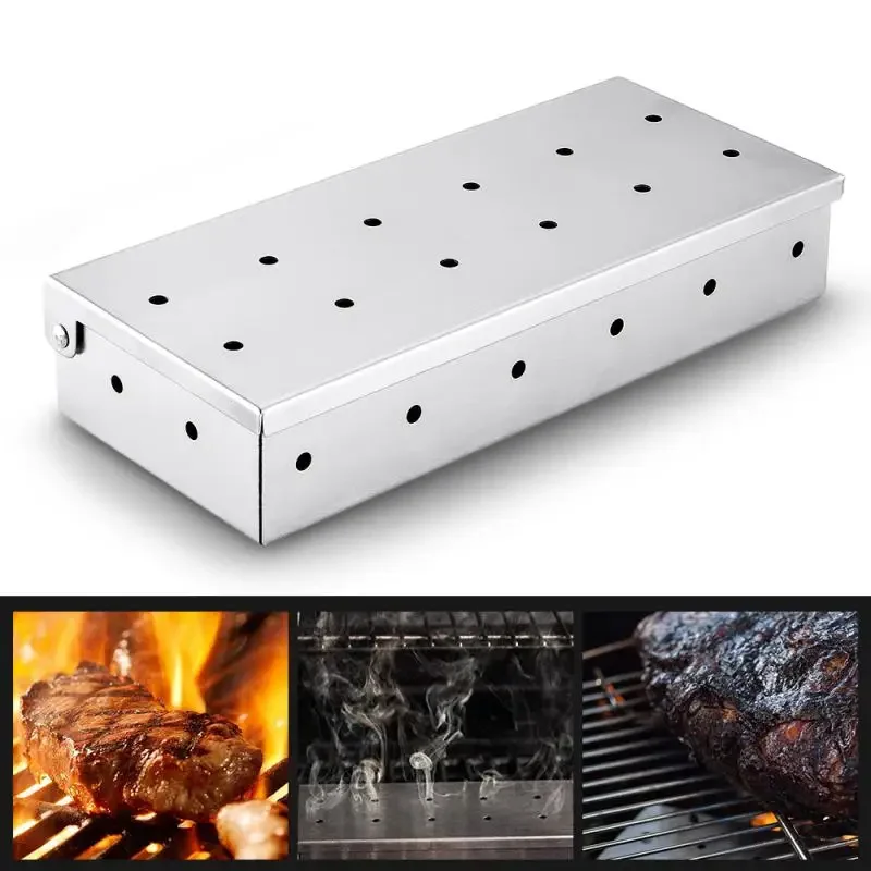 1Pc BBQ Accessories Outdoor Stainless Steel Smoker Cold Smoke BOX Barbecue Smoke Box Barbecue Grill Smoking Barbacoa for Kitchen - Image 3