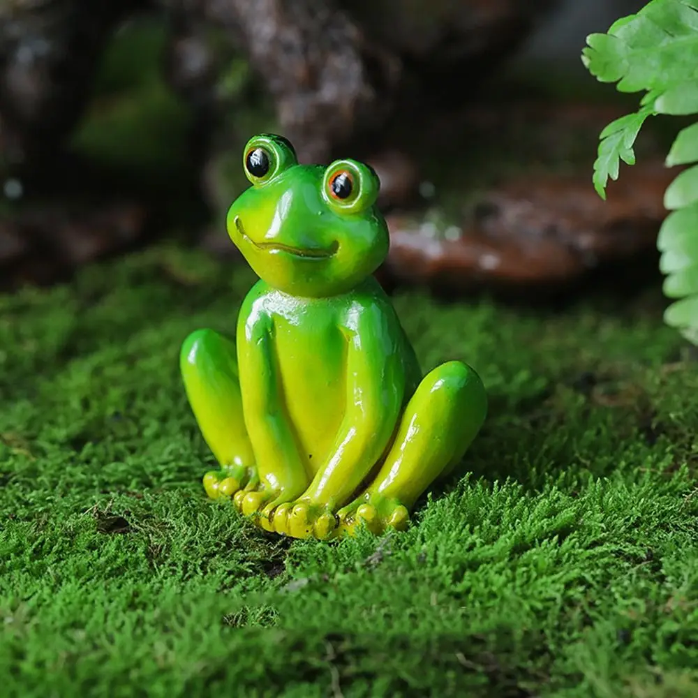 Mini Frog Figurines Flowerpot Decorations Cartoon Green Micro Landscape Decoration Realistic Resin Garden Frog Ornament Yard - Image 7