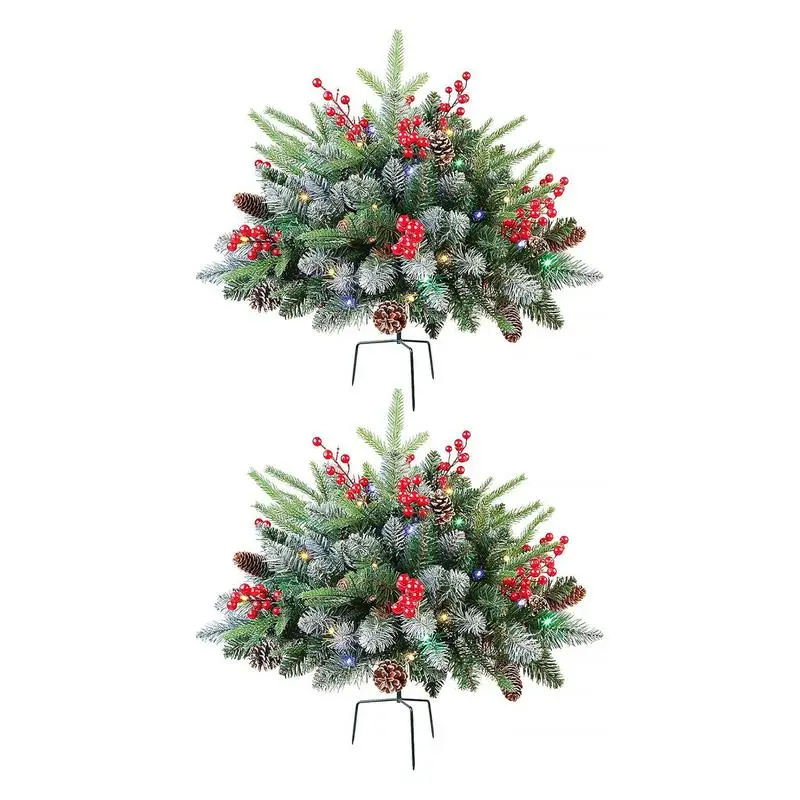Outdoor Pathway Christmas Trees 18 Inches Outdoor Christmas Tree With 50 LED Lights Decor 8 Flash Modes And Timer Planter Pots - Image 5