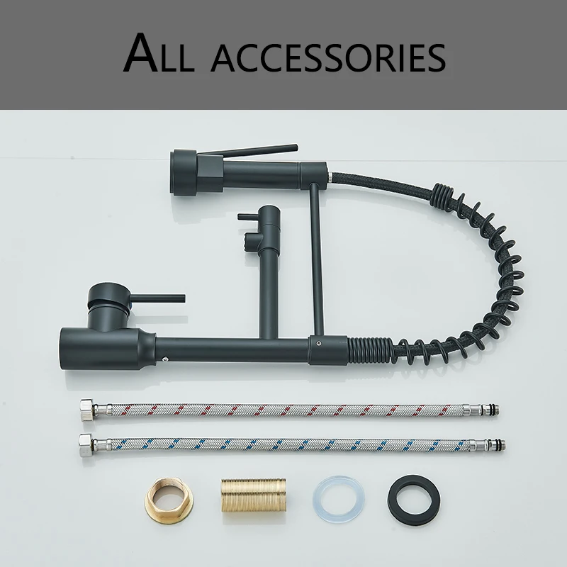 Black Kitchen Sink Faucet Pull Down Hot and Cold Water Mixer - Image 16